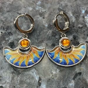 $2/$25 or 3/$35 NWOT Blue/gold sunray drop earrings / New without tags
